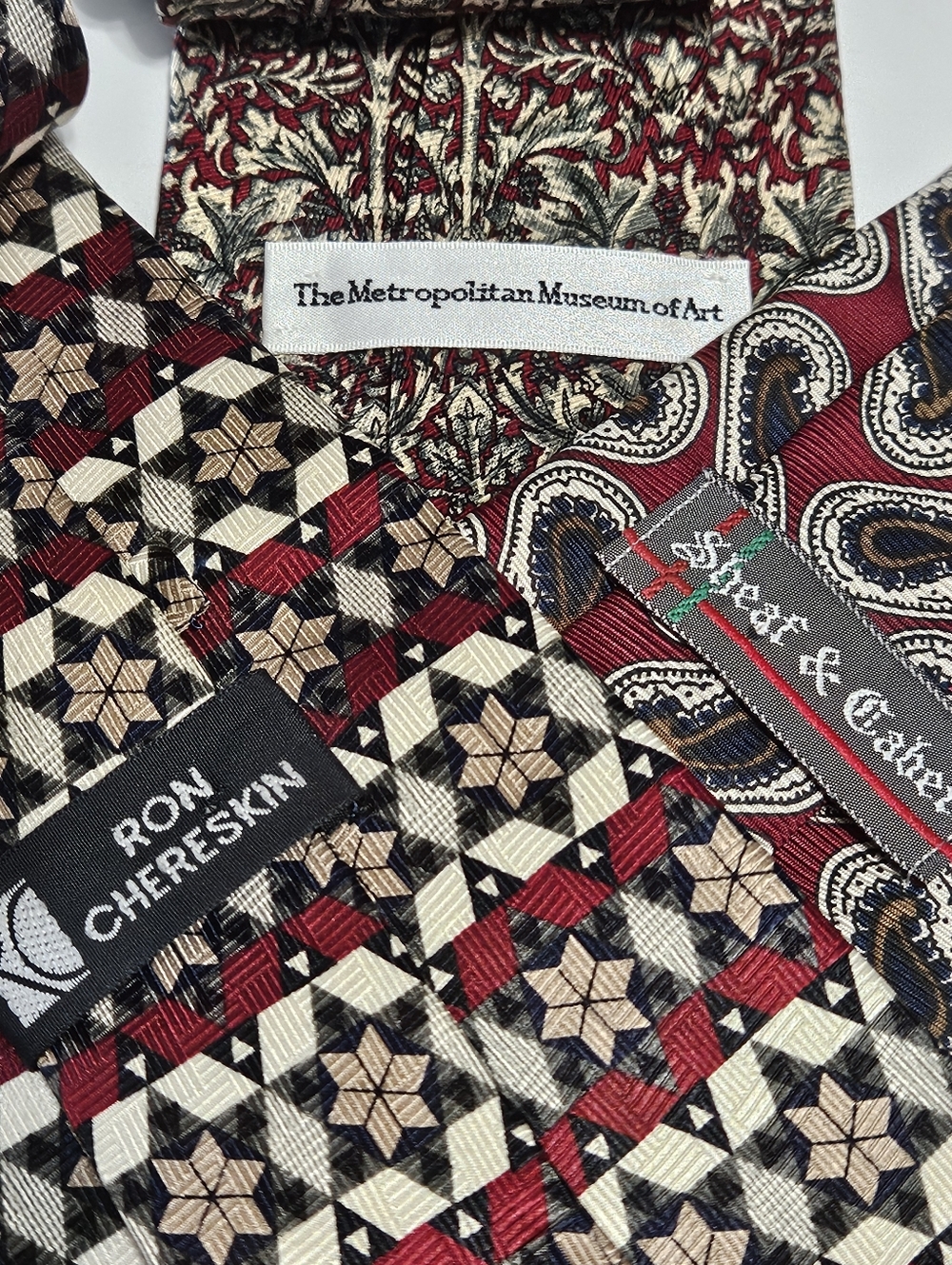 6 Misc. Name Brand Men's Silk Polyester Nylon Red Brown Multi-Colored Neck Ties - Picture 14 of 16